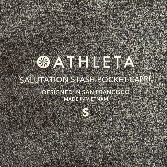 Athleta Small Salutation Stash Pocket Capris Leggings Stretch Heathered Gray - Picture 6 of 8